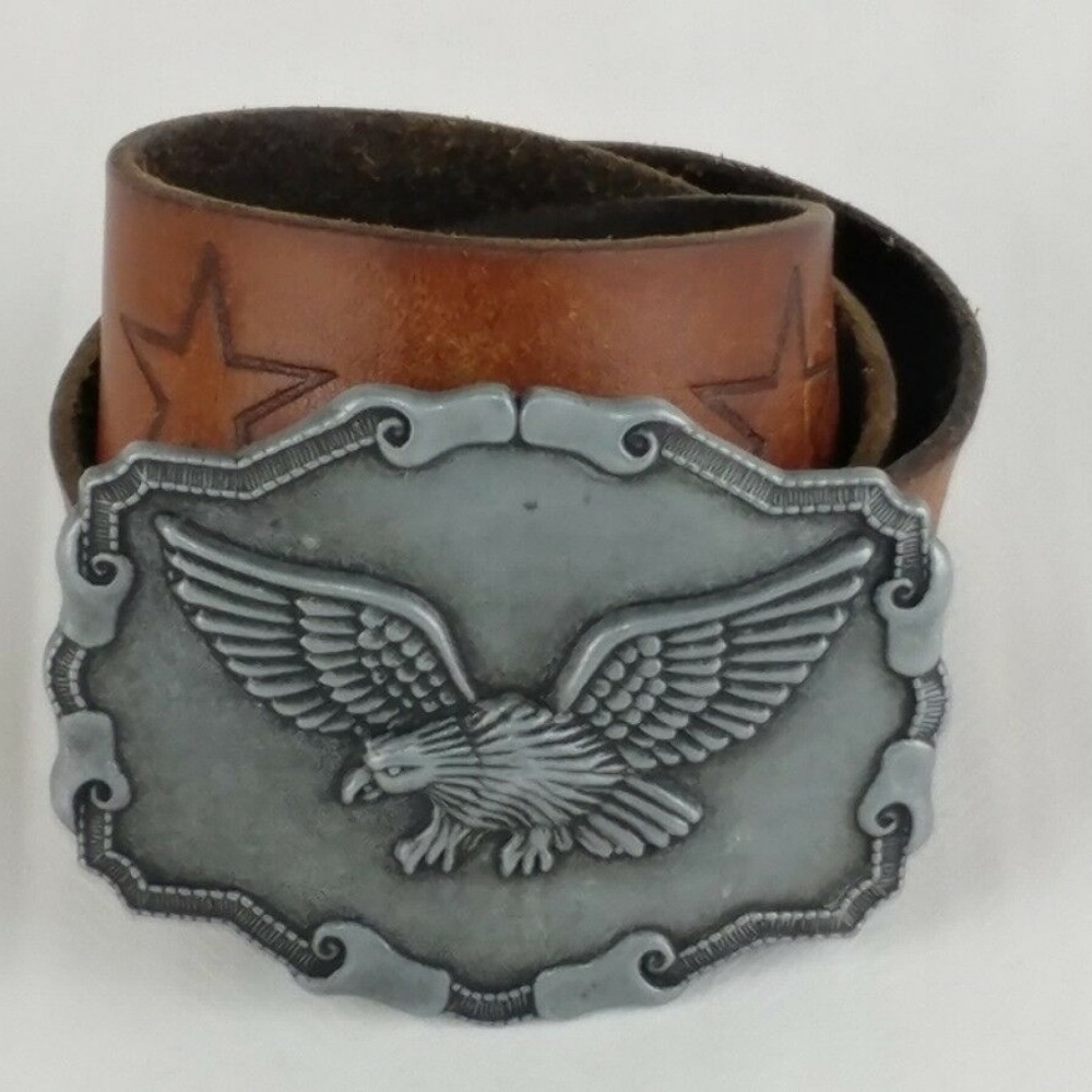 Levi’s Brown Leather Belt w/Stars & Eagle Buckle